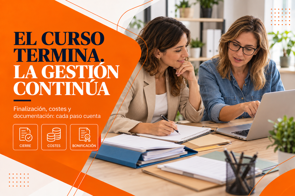 Responsables revisan costes y documentación para cerrar una formación bonificada